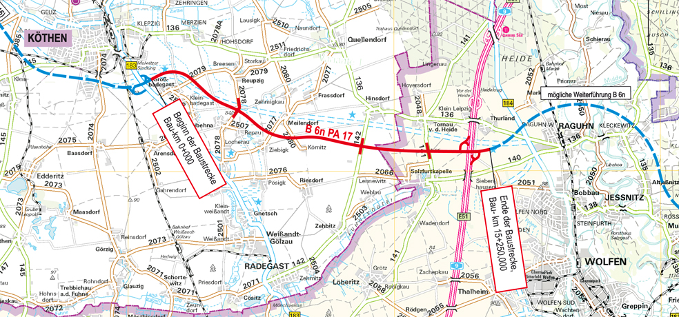 b6n verlauf karte Bundesstrasse 6n Neubau b6n verlauf karte